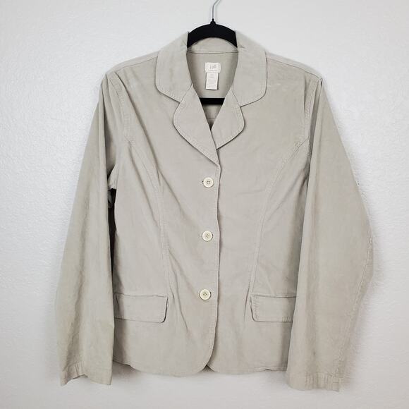 J. Jill Jacket Womens 10 Tall Corduroy 3 Button Blazer Tan Vintage - Picture 1 of 9